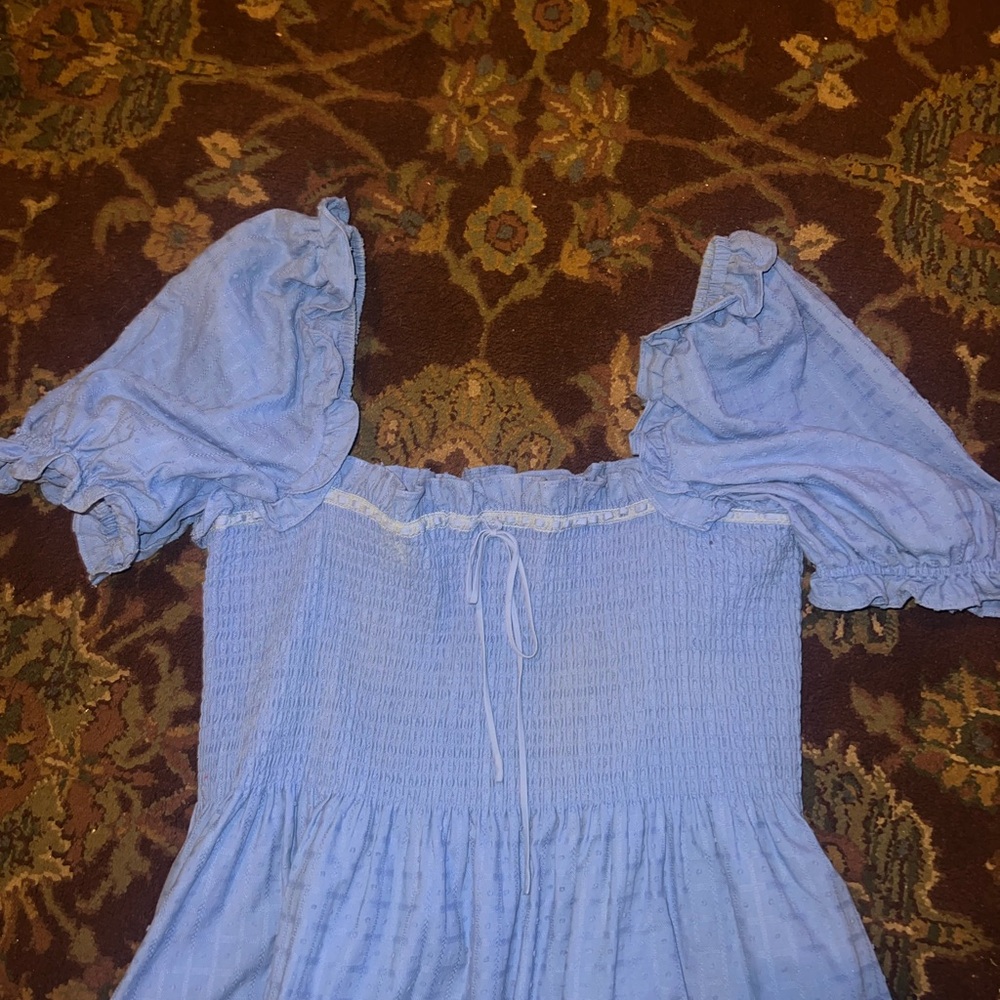 Hill House Scarlett Mini Nap Dress - Textured Clip Dot in Hydrangea - Picture 6 of 8